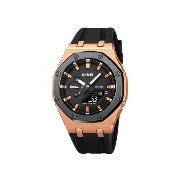 SKMEI 2243 Duel Display Luxury Wrist Watch for Men-Black Rose