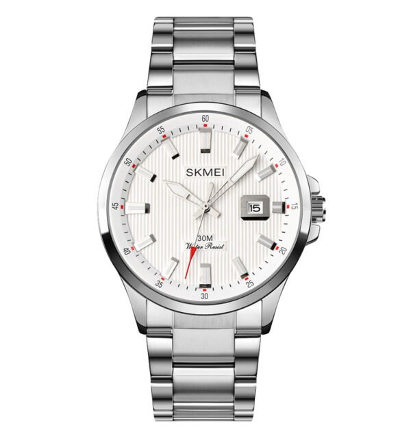 SKMEI 1654 Stainless Steel Quartz Watch For Men- Silver
