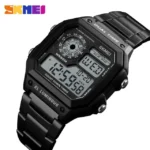 SKMEI 1335 Men’s Stainless Steel Digital Sport Watch- Black - Image 2
