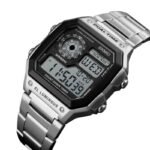 SKMEI 1335 Men's Stainless Steel Digital Sport Watch- Silver - Image 2