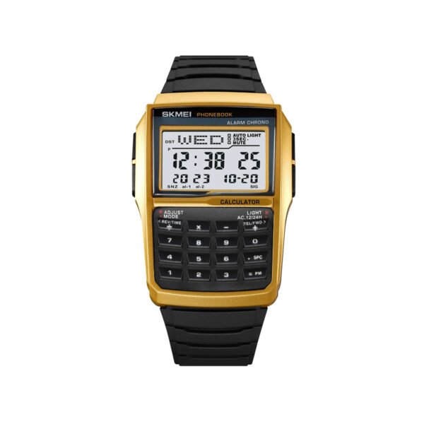 SKMEI 2255 Calculator Style Digital Watch for Men-Gold