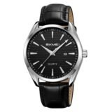 SKMEI 2490 Men’s Luxury Quartz Watch Leather Strap Classic Design - Black