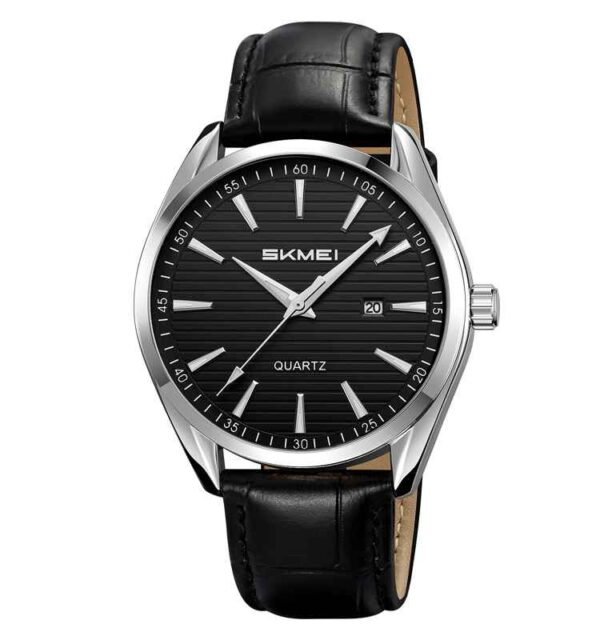 SKMEI 2490 Men’s Luxury Quartz Watch Leather Strap Classic Design - Black