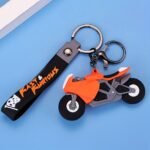 Key Chain Ring Bag Backpack Charm Car Hanging Pendant Motor Racing Boys Girls Gift- Orange Colourr - Image 2
