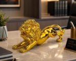 Lion Sculpture Dashboard Large Golden For Car - Image 2