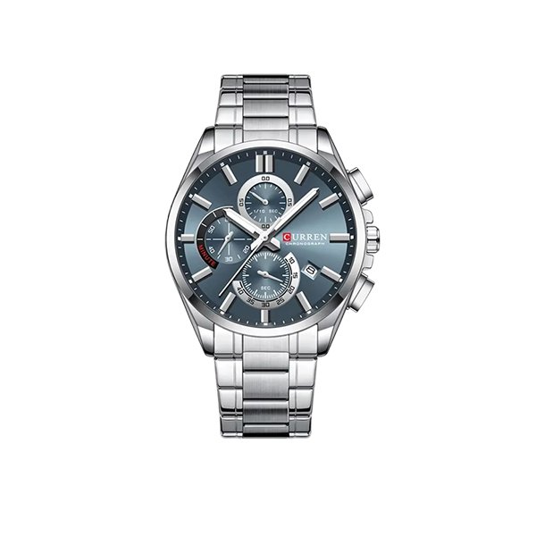 CURREN 8475 Stainless Steel Luminous Chronograph Watch For Men – Silver Blue