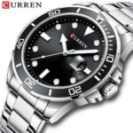 CURREN 8388 Stainless Steel Analog Watch For Men- Silver Black - Image 2