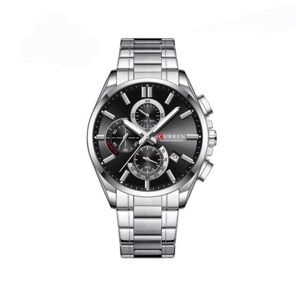 CURREN 8475 Classic Chronograph Stainless Steel Men’s Watch-Silver Black
