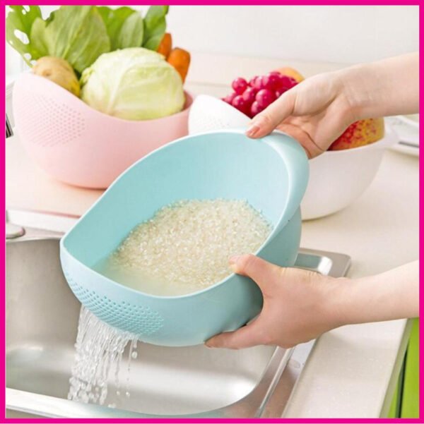 Perfect Plastic Washing Bowl For Rice Vegetables Fruits Container 2 in 1 Plastic Rice Washer Strainer