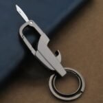 Classic Mini Foldable Knife Keychain for Men – Outdoor Multi-functional 3-in-1 Metal Bottle Opener with Two Key Rings