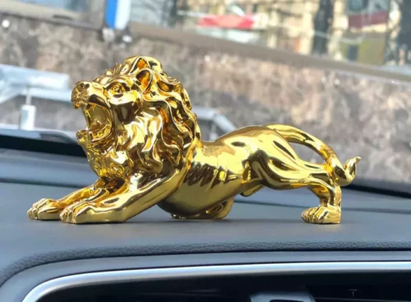 Lion Sculpture Dashboard Large Golden For Car