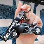 Key Chain Ring Bag Backpack Charm Car Hanging Pendant Motor Racing Boys Girls Gift- Black