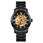 SKMEI 9222 Stainless Steel Automatic Watch For Men - Black