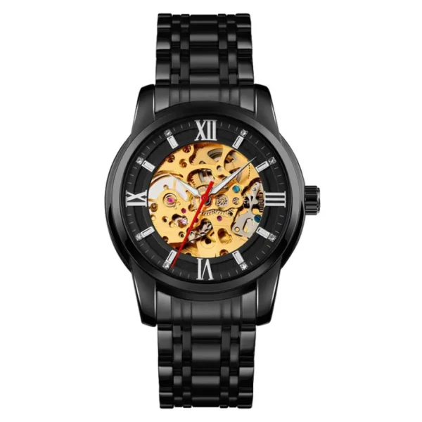 SKMEI 9222 Stainless Steel Automatic Watch For Men - Black