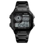 SKMEI 1335 Men’s Stainless Steel Digital Sport Watch- Black